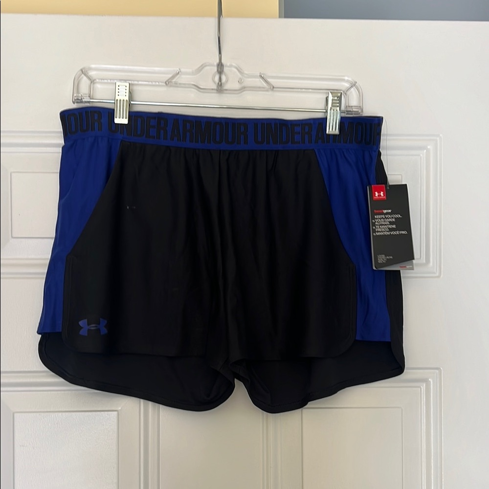 Under Armour Women's Black and Blue Shorts